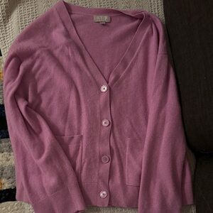 J. Crew Cashmere Women's Lavender Button-Up Cardigan
